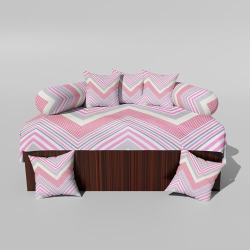 210 TC Cotton Printed Diwan (Set of 8 Pieces)1 Single Bedsheet 5 Cushion Covers And 2 Bolster Cover