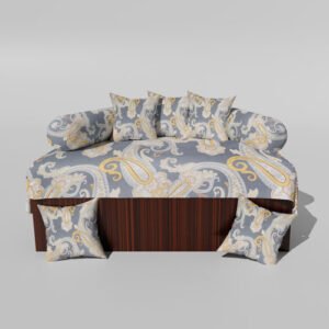 210 TC Cotton Printed Diwan (Set of 8 Pieces)1 Single Bedsheet 5 Cushion Covers And 2 Bolster Cover