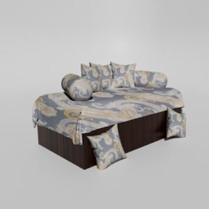 210 TC Cotton Printed Diwan (Set of 8 Pieces)1 Single Bedsheet 5 Cushion Covers And 2 Bolster Cover