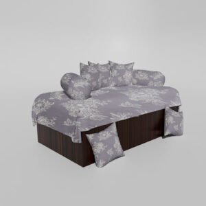 210 TC Cotton Printed Diwan (Set of 8 Pieces)1 Single Bedsheet 5 Cushion Covers And 2 Bolster Cover