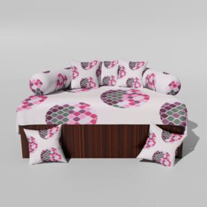 210 TC Cotton Printed Diwan (Set of 8 Pieces)1 Single Bedsheet 5 Cushion Covers And 2 Bolster Cover