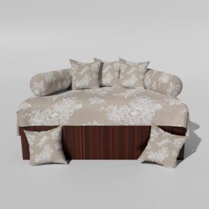 210 TC Cotton Printed Diwan (Set of 8 Pieces)1 Single Bedsheet 5 Cushion Covers And 2 Bolster Cover