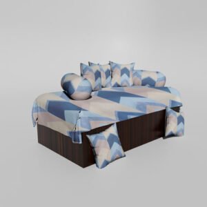 210 TC Cotton Printed Diwan (Set of 8 Pieces)1 Single Bedsheet 5 Cushion Covers And 2 Bolster Cover
