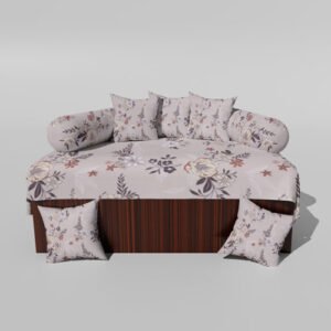 210 TC Cotton Printed Diwan (Set of 8 Pieces)1 Single Bedsheet 5 Cushion Covers And 2 Bolster Cover