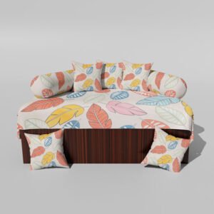 210 TC Cotton Printed Diwan (Set of 8 Pieces)1 Single Bedsheet 5 Cushion Covers And 2 Bolster Cover