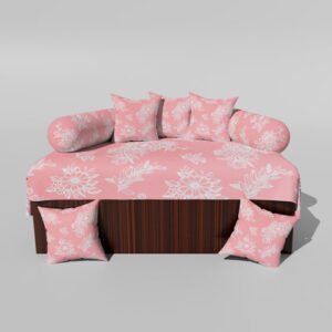 210 TC Cotton Printed Diwan (Set of 8 Pieces)1 Single Bedsheet 5 Cushion Covers And 2 Bolster Cover