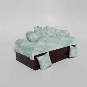 210 TC Cotton Printed Diwan (Set of 8 Pieces)1 Single Bedsheet 5 Cushion Covers And 2 Bolster Cover