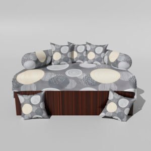 210 TC Cotton Printed Diwan (Set of 8 Pieces)1 Single Bedsheet 5 Cushion Covers And 2 Bolster Cover