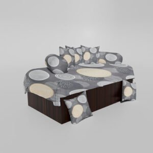 210 TC Cotton Printed Diwan (Set of 8 Pieces)1 Single Bedsheet 5 Cushion Covers And 2 Bolster Cover