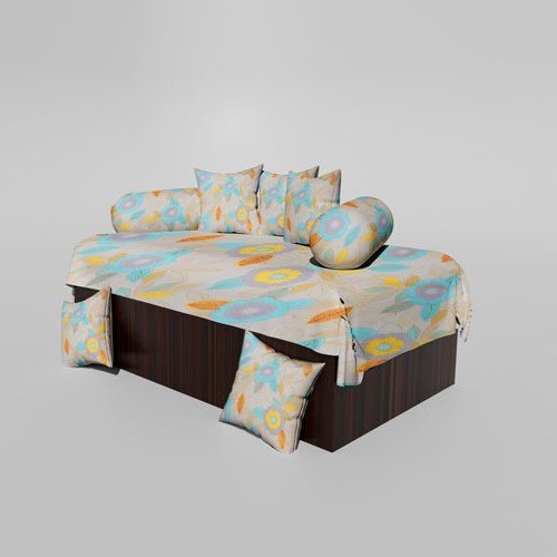 210 TC Cotton Printed Diwan (Set of 8 Pieces)1 Single Bedsheet 5 Cushion Covers And 2 Bolster Cover (Copy) (Copy)