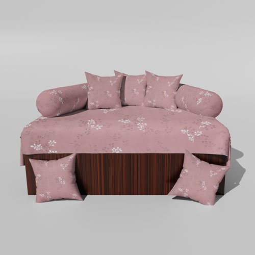 210 TC Cotton Printed Diwan (Set of 8 Pieces)1 Single Bedsheet 5 Cushion Covers And 2 Bolster Cover (Copy)