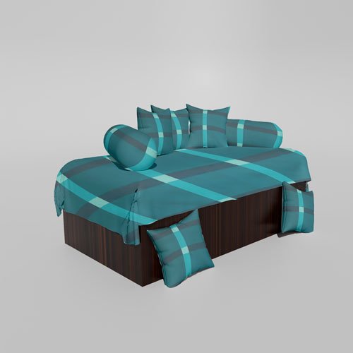 210 TC Cotton Printed Diwan (Set of 8 Pieces)1 Single Bedsheet 5 Cushion Covers And 2 Bolster Cover