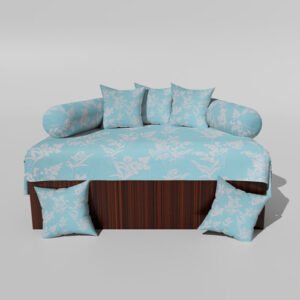 210 TC Cotton Printed Diwan (Set of 8 Pieces)1 Single Bedsheet 5 Cushion Covers And 2 Bolster Cover