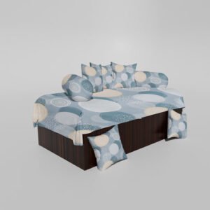 210 TC Cotton Printed Diwan (Set of 8 Pieces)1 Single Bedsheet 5 Cushion Covers And 2 Bolster Cover