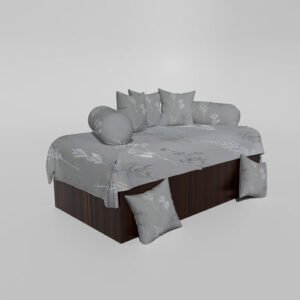 210 TC Cotton Printed Diwan (Set of 8 Pieces)1 Single Bedsheet 5 Cushion Covers And 2 Bolster Cover