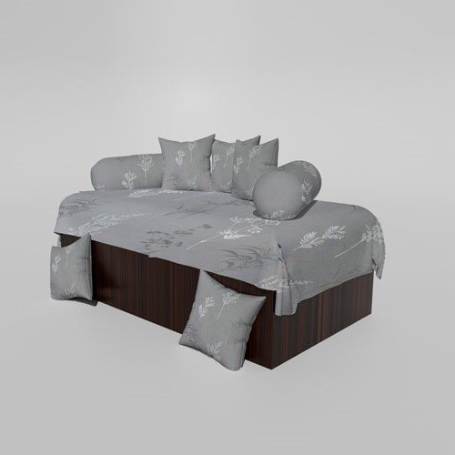 210 TC Cotton Printed Diwan (Set of 8 Pieces)1 Single Bedsheet 5 Cushion Covers And 2 Bolster Cover