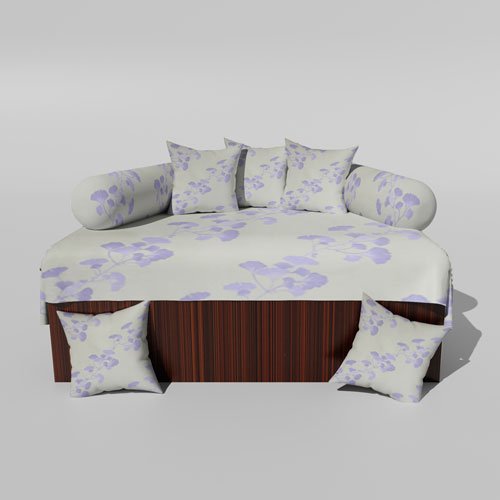 210 TC Cotton Printed Diwan (Set of 8 Pieces)1 Single Bedsheet 5 Cushion Covers And 2 Bolster Cover