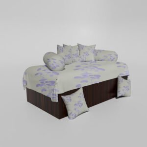 210 TC Cotton Printed Diwan (Set of 8 Pieces)1 Single Bedsheet 5 Cushion Covers And 2 Bolster Cover