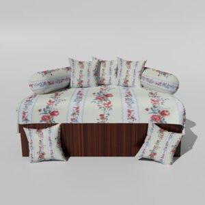 210 TC Cotton Printed Diwan (Set of 8 Pieces)1 Single Bedsheet 5 Cushion Covers And 2 Bolster Cover