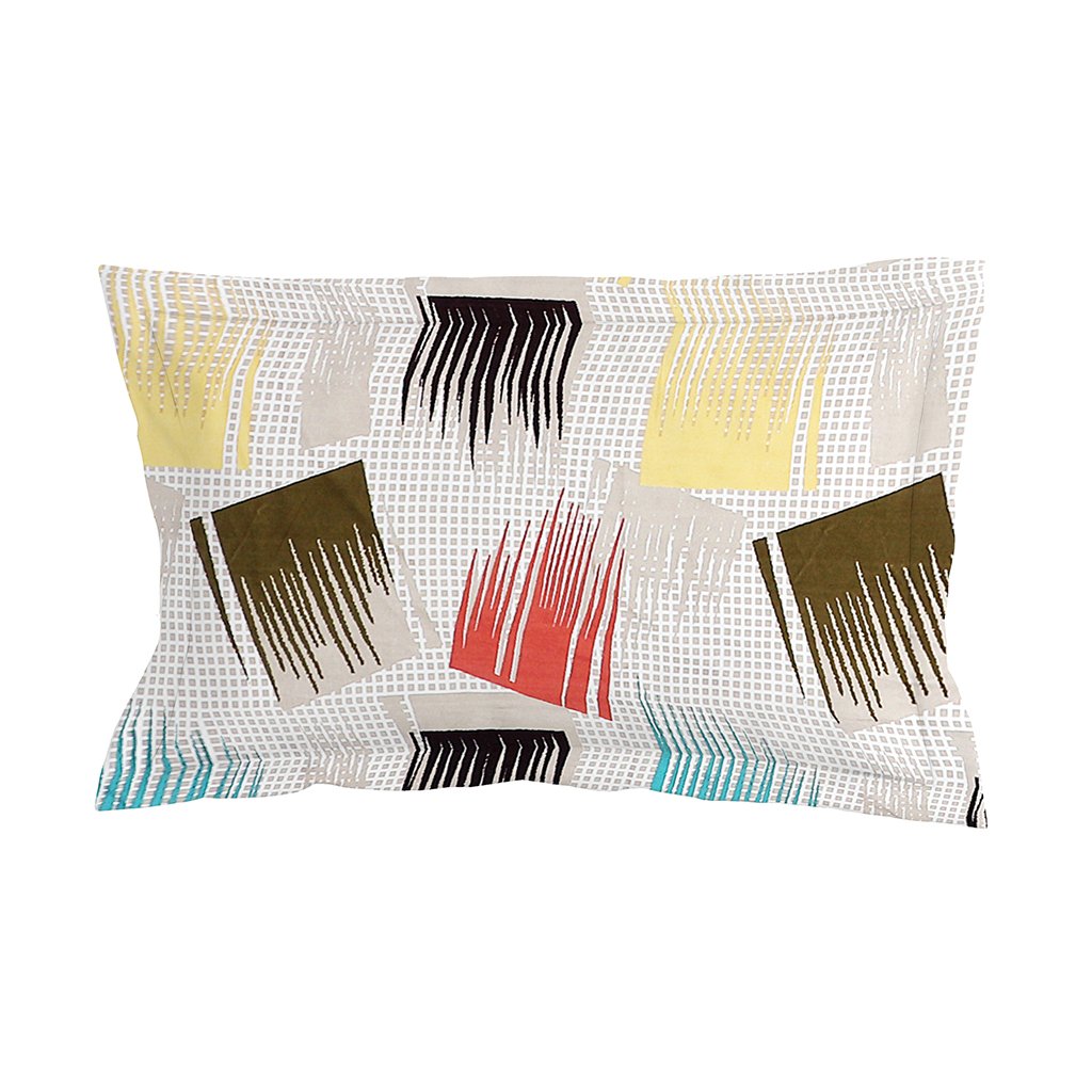 Single Glace Cotton Elastic Fitted Bed Sheet With One Pillow Cover (Multi)