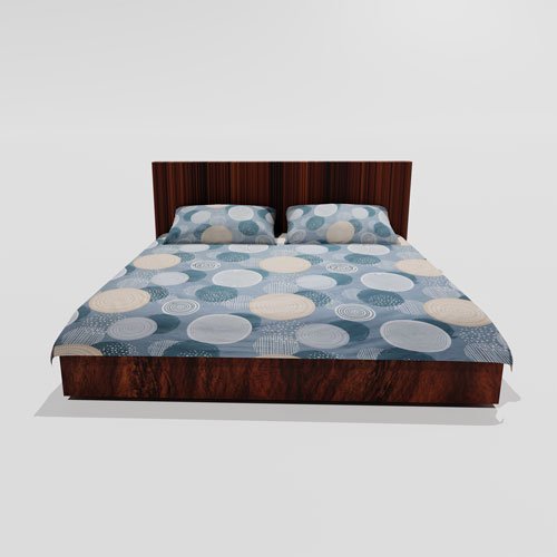 Cotton Double Flat Bedsheet With 2 Pillow Covers (Blue)