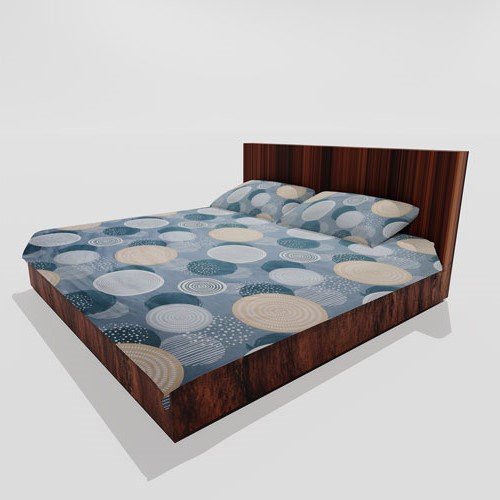 Cotton Double Flat Bedsheet With 2 Pillow Covers (Blue)