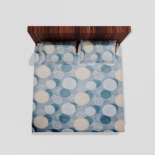 Cotton Double Flat Bedsheet With 2 Pillow Covers (Blue)