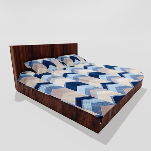 Cotton Double Flat Bedsheet With 2 Pillow Covers (Blue)