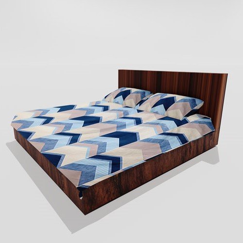 Cotton Double Flat Bedsheet With 2 Pillow Covers (Blue)