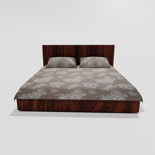 Cotton Double Flat Bedsheet With 2 Pillow Covers (Brown)