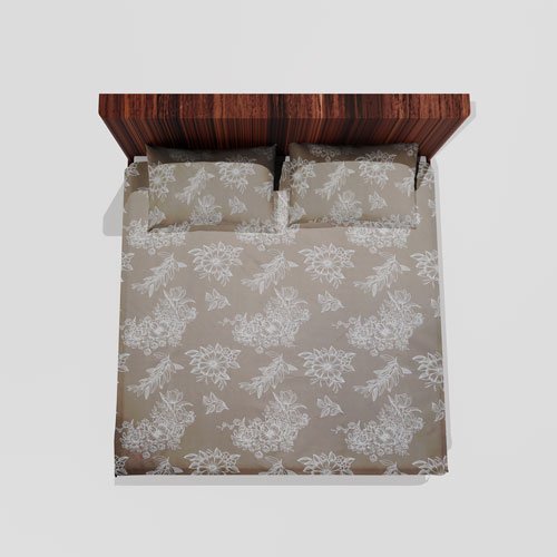 Cotton Double Flat Bedsheet With 2 Pillow Covers (Brown)