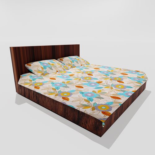 Cotton Double Flat Bedsheet With 2 Pillow Covers (Cream)