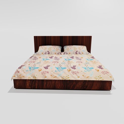 Cotton Double Flat Bedsheet With 2 Pillow Covers (Cream)