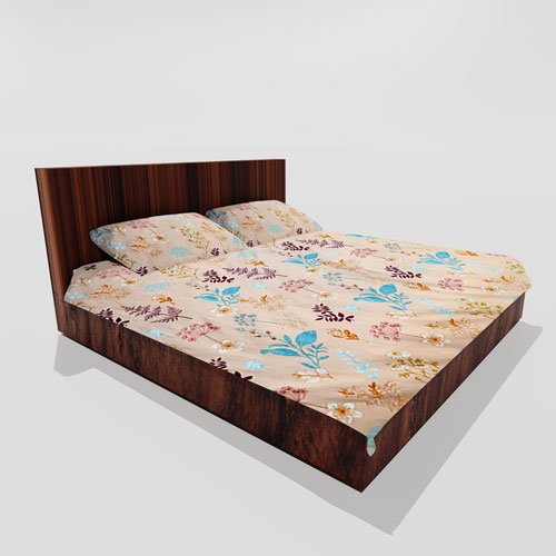 Cotton Double Flat Bedsheet With 2 Pillow Covers (Cream)