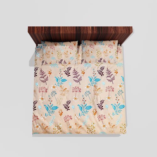 Cotton Double Flat Bedsheet With 2 Pillow Covers (Cream)