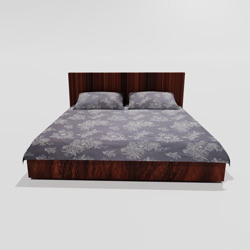 Cotton Double Flat Bedsheet With 2 Pillow Covers (Grey)