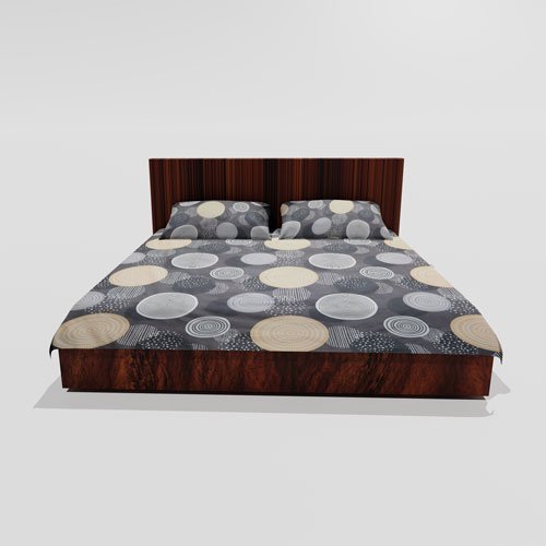 Cotton Double Flat Bedsheet With 2 Pillow Covers (Grey)