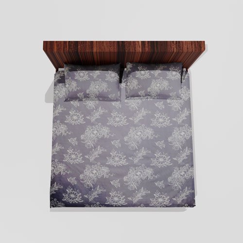 Cotton Double Flat Bedsheet With 2 Pillow Covers (Grey)