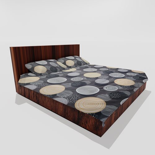 Cotton Double Flat Bedsheet With 2 Pillow Covers (Grey)