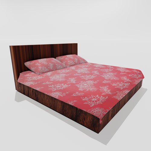 Cotton Double Flat Bedsheet With 2 Pillow Covers (Salmon)