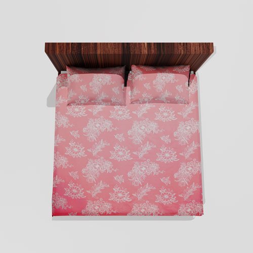 Cotton Double Flat Bedsheet With 2 Pillow Covers (Salmon)