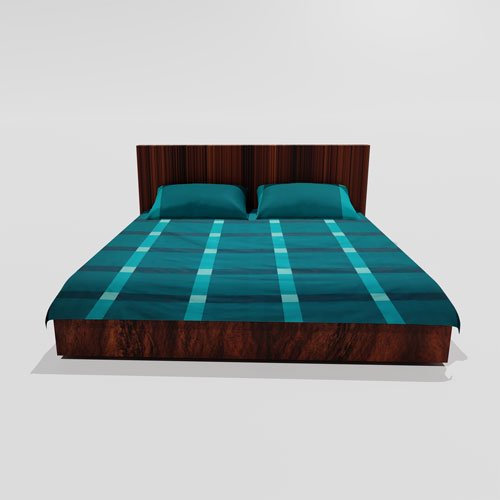 Cotton Double Flat Bedsheet With 2 Pillow Covers (Teal)