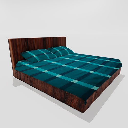 Cotton Double Flat Bedsheet With 2 Pillow Covers (Teal)