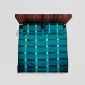 Cotton Double Flat Bedsheet With 2 Pillow Covers (Teal)