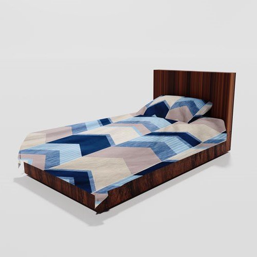 Cotton Single Flat Bed Sheet With 1 Pillow Cover (Blue)