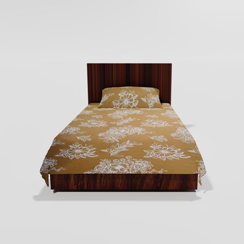 Cotton Single Flat Bed Sheet With 1 Pillow Cover (Brown)