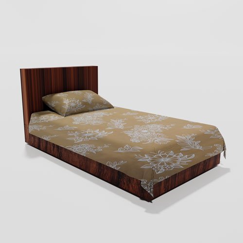 Cotton Single Flat Bed Sheet With 1 Pillow Cover (Brown)