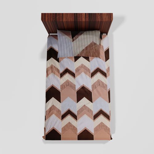 Cotton Single Flat Bed Sheet With 1 Pillow Cover (Brown)
