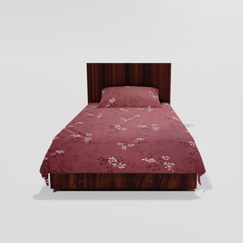 Cotton Single Flat Bed Sheet With 1 Pillow Cover (Coral)