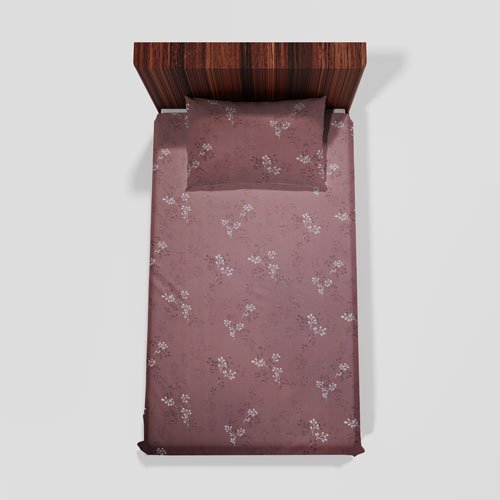 Cotton Single Flat Bed Sheet With 1 Pillow Cover (Coral)